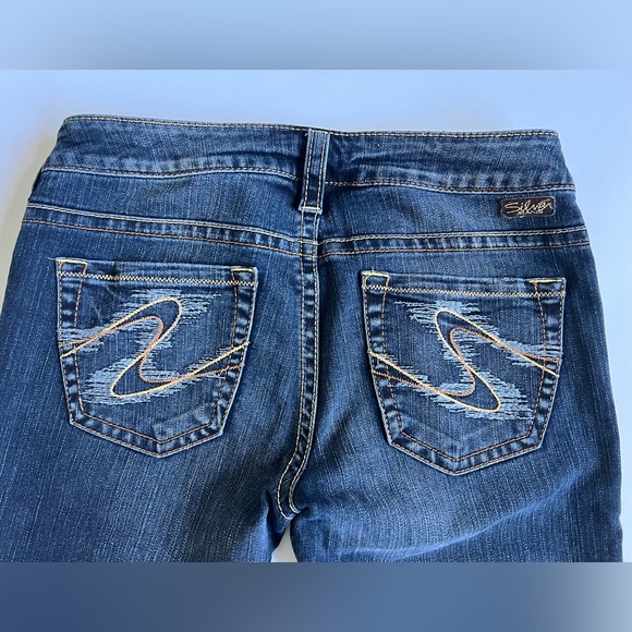Silver Jeans Womens 28 x 33 Tuesday Low Rise Embroidered Boot Cut Dark Wash Blue - Picture 9 of 16